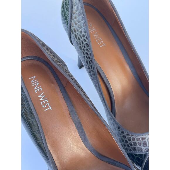 Nine West High Heels 3 Tone Faux Alligator Skin Open Toe 9.5 - Picture 3 of 9